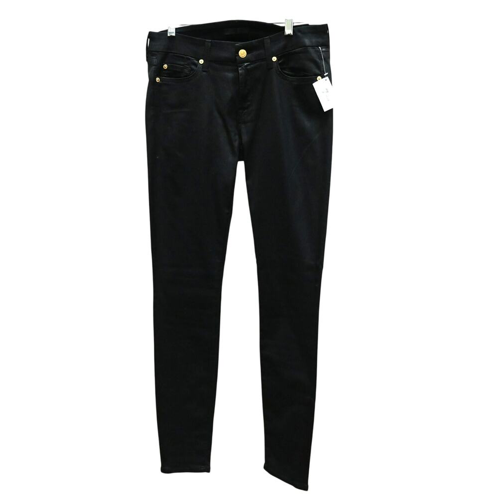 7 FOR ALL MANKIND Black Coated Skinny Jeans Size 30 / US 10